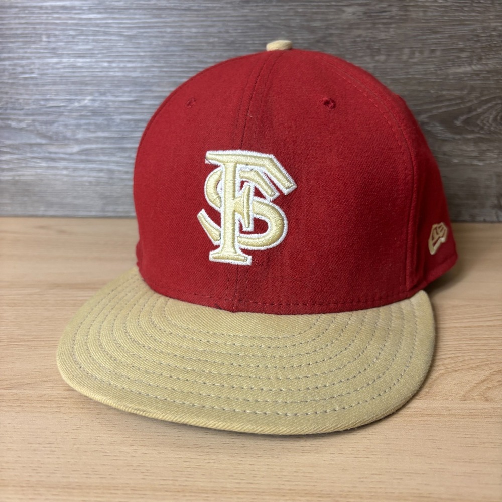Florida State Seminoles Hat Cap Fitted 7 5/8 Red Gold Wool Blend New Era